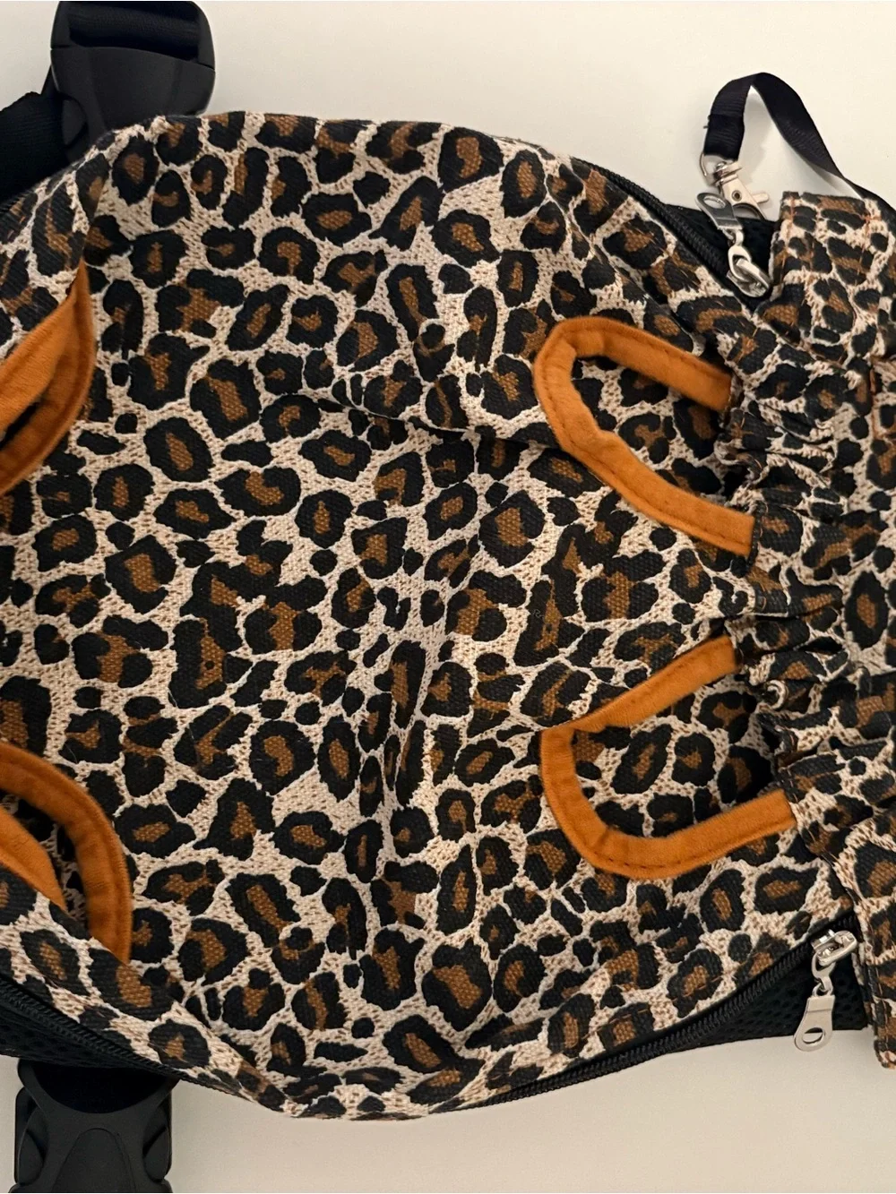 Leopard Print pet Backpack/carrier with Tan Accents